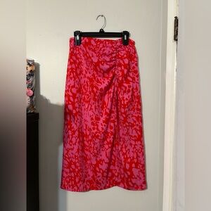 SHEIN Red and Pink Patterned Skirt